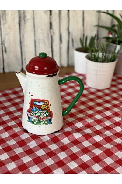 Handmadesign Kapaklı El Yapımı Seramik Sürahi Kırmızı Arabalı Renkli Çiçekli ...