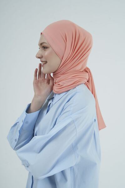 Gülsoy شال نسائي حجاب قطن ممشط سلمون فاتح - 33