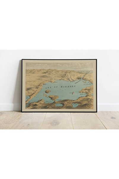 Pegziz Marmara Denizi, Istanbul Ve Çanakkale Boğazı Haritası Sanatsal Duvar Dekorasyon Poster 60x90cm.