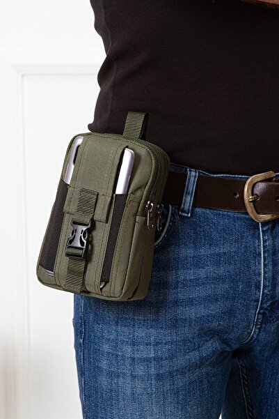 AVCA Siyah Erkek Telefon Bölmeli Taktik Bel Kemer Çanta Göğüs Seyahet Günlük ...