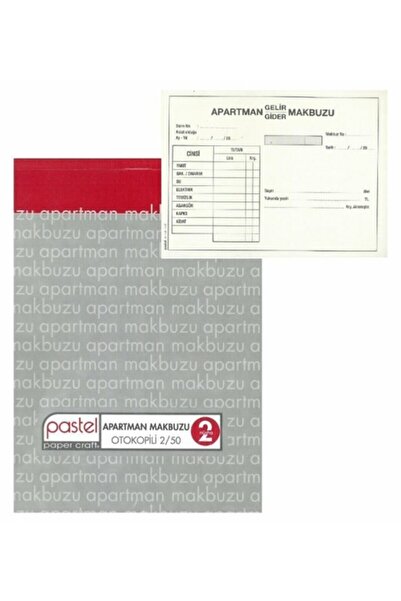 Pastel Apartman Gelir Gider Makbuzu 14x20 Cm Otokopili 50 Sayfa (2 Nüsha 1 As...