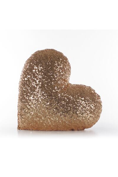 Paris Life Heart Shaped Sequined Decorative Pillow Case - Gold