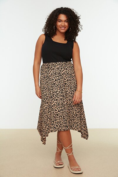 Trendyol Curve Plus Size Skirt - Multi-color - Midi