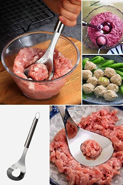 QNİAY Stainless Steel Meatball And Socket Spoon Practical Socket Cast Dough Shaping Spoon