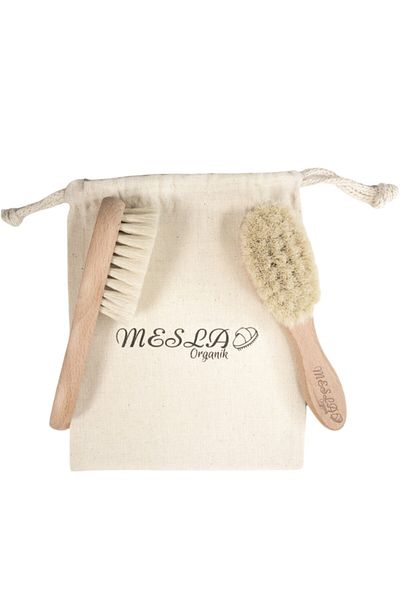 Mesla Organik 100% Natural Goat Hair Soft Natural Baby Comb - Midi Size
