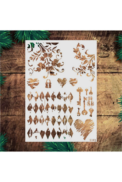 STENCİLTASARIM Stencil Tasarım S163 Mix Desen - Dekoratif Duvar Ve Eşya Boyam...
