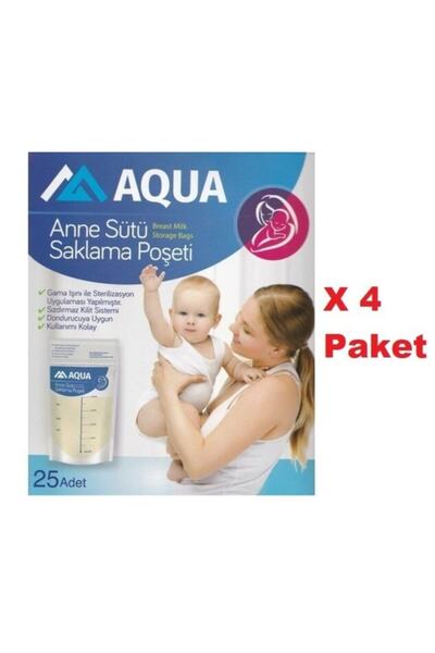 AQUA A Nne Sütü Saklama Poşeti 25'li Akmaya Önleyen 4pkt