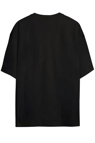 Harmandar ? Tricou oversize negru unisex cu imprimeu Anime Cat