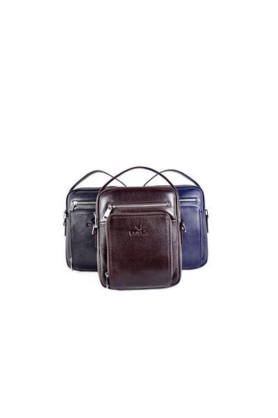 Eminsa Men's Navy Blue Zippered Shoulder Bag