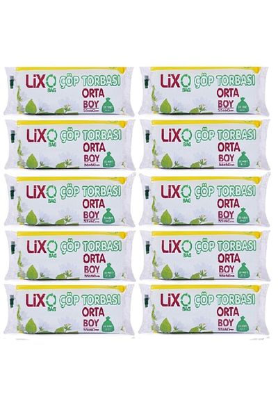 LİXO ÇÖP POŞETLERİ Garbage Bag Medium Size 55x60 Cm 20 Pieces Rolls * 10 Packs = 200 Pieces Blue