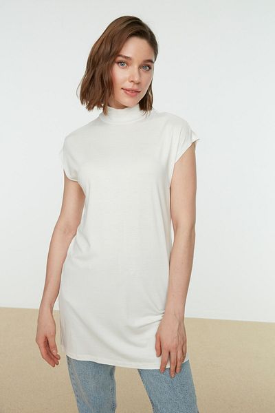 Trendyol Modest Schwarz-weißes ärmelloses Tunika-Liner-Unterteil mit Stehkragen, 2er-Pack - TCTSS21UK0033