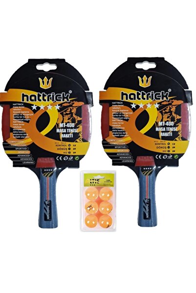 Hattrick Mt-400 Ittf Onaylı Vakumlu Ambalajlı 2 Adet Masa Tenisi Raketi + 6'lı Pinpon Topu