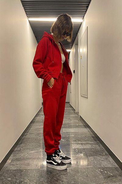 Eazy Co Γυναικείο Basic Red Elastic Premium Σετ χειμερινής φόρμας