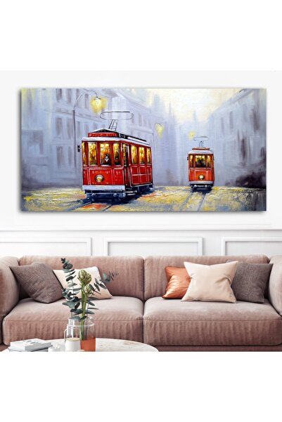Sebenta Extra Dev Boyut Tramvay Soyut Tasarım Kanvas Tablo (60cm X 120cm)