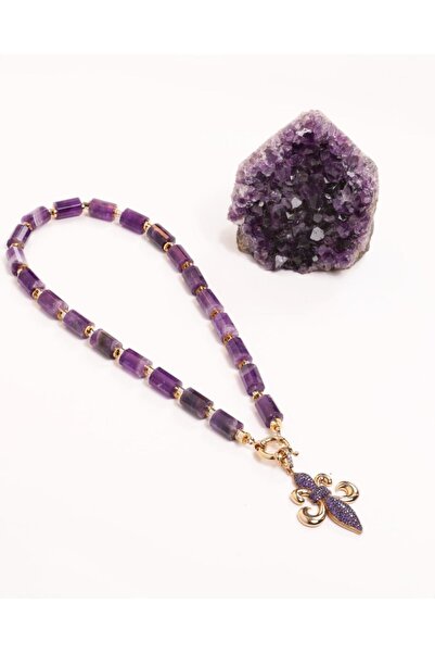 Fatma yaşar Ametist Taşı Zambak Kolye