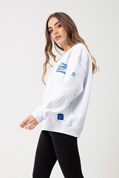 Eazy Co Eazy Treat People Oversize Unisex Білий Світшот з товстим коміром