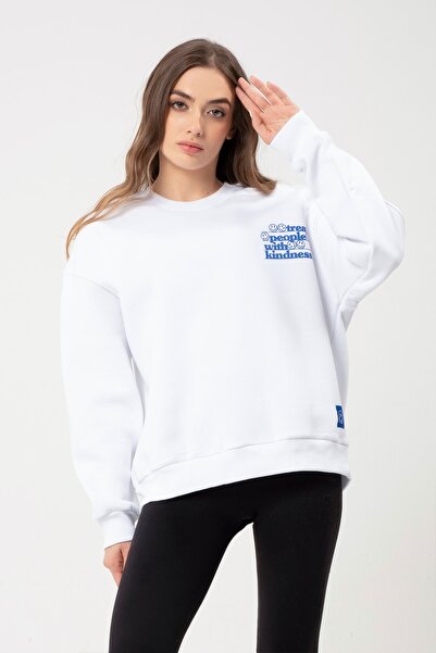 Eazy Co Eazy Treat People Oversize Unisex Білий Світшот з товстим коміром