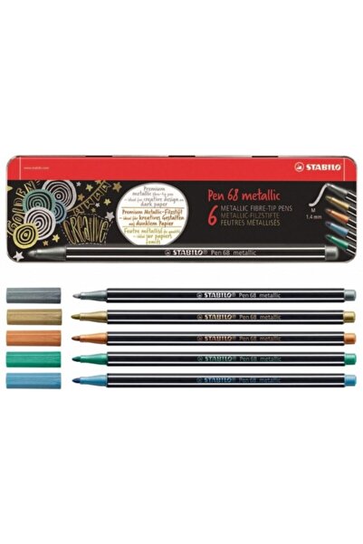 Stabilo Metalik Keçe Uçlu Kalem (Pen 68 Metallic) 6 Renk