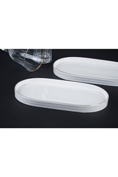 ACAR Porselen Altın Yaldızlı Tabak 25.5 cm 6lı Kayık