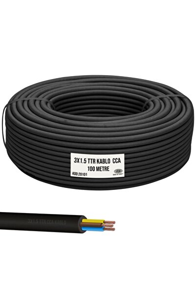 EMRE ELEKTRONİK Ttr Kablo 3x1.5 Siyah 100mt Yerli