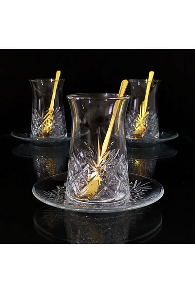 Paşabahçe 42891 Timeless Tea Cup and Spoon Set - 18 Pieces