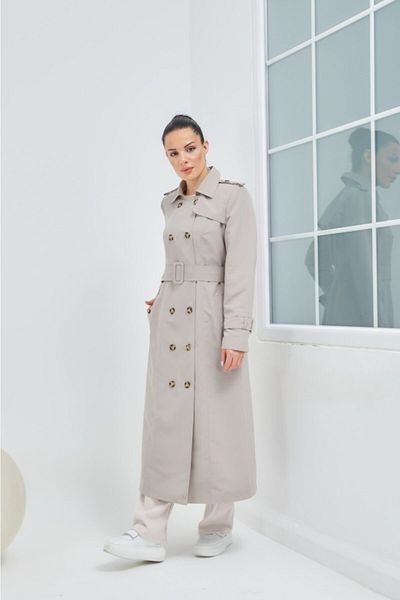 Wazze Trench Coat with Belt Stitching Detail
