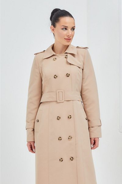 Wazze Trench Coat with Belt Stitching Detail