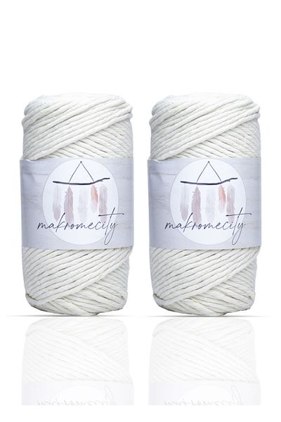 Makromecity Premium Tearable Macrame Floss 3mm Single Twist Makrame Tearable Hobby Floss Σετ 2 τεμαχίων 2 τεμαχίων εκρού