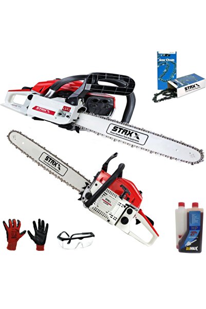 STAXX POWER American Ağaç Odun Dal Kesme Makinesi Motorlu Benzinli Testere 52cc 4.3 Hp Yağ + Yedek Zincir