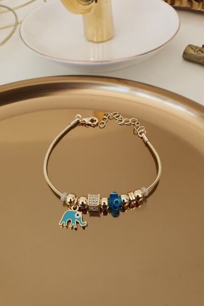 Trendy Butik سوار بتفاصيل عين الشر متدلي على شكل فيل فيروزي