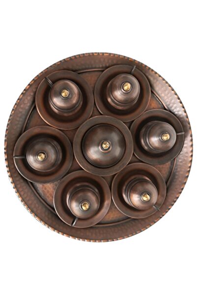 Binbir Trend El Yapımı Eskitme Bakır Türk Kahvesi Takımı 6 Kişilik