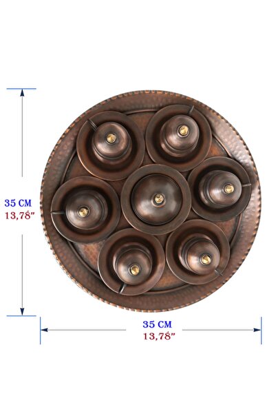 Binbir Trend El Yapımı Eskitme Bakır Türk Kahvesi Takımı 6 Kişilik