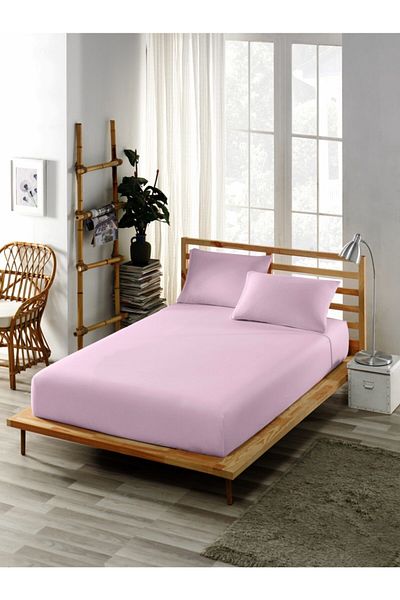 ÇARŞAF DÜNYASI Fitted Sheet Set with Cotton Pillow Case Lilac
