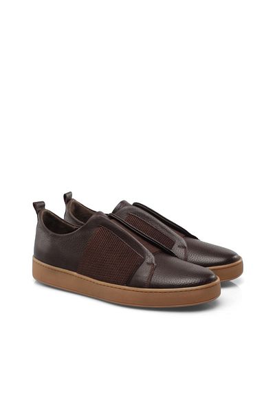 Alba Brown Genuine Leather Elastic Men's Shoes