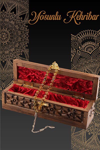 OSMANLI DEĞERLİ TAŞ Sertifikalı Yosunlu Kehribar Tesbih