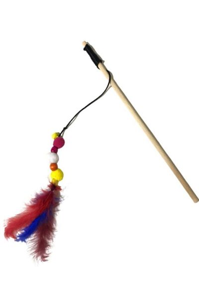 PETiTOYS Pompom and Bell and Feather Cat Fishing Rod