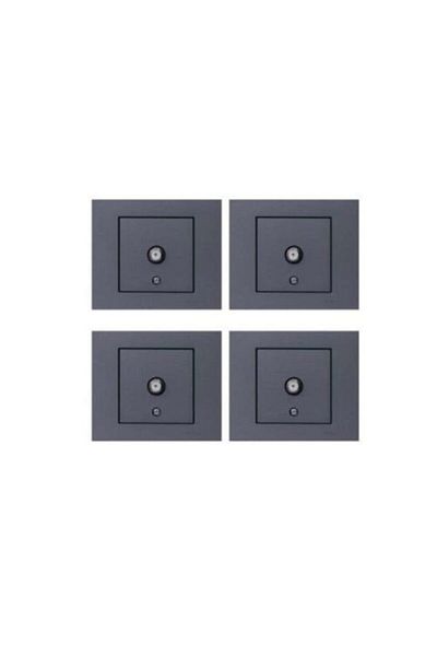 OVİVO Ovivo Grano Smoked 4-Piece TV Socket Set - Connector and Frame Included