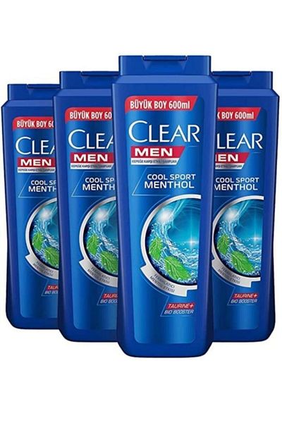 Clear Cool Sport Menthol 600 Ml X 4 - Men Shampoo Effective Against Dandruff