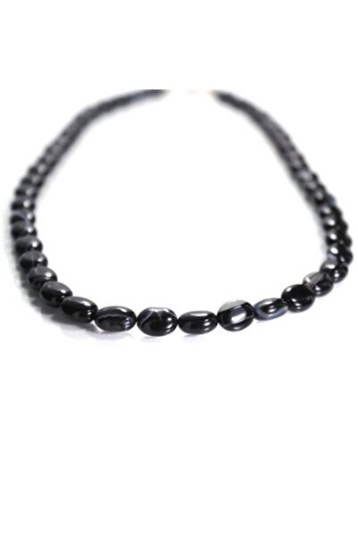ILGIN DOĞAL TAŞ TAKI Black Agate Unprocessed Natural Stone Necklace