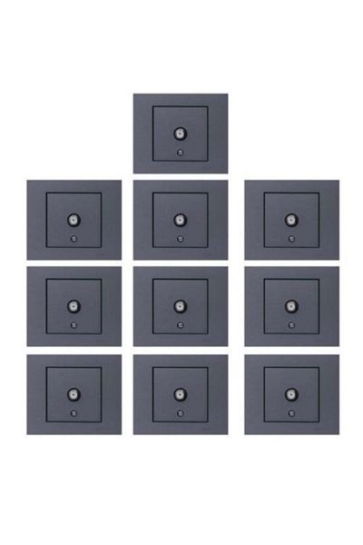 OVİVO 10 Pieces Ovivo Grano Smoked TV Socket F Connector Frame Included 10 Pack/set