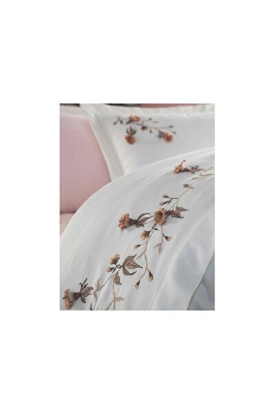 Dantela Krémový pudr Anetta 3D vyšívaný bavlněný saténový dvojitý povlak na přikrývku