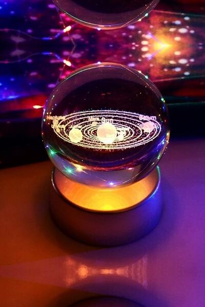 Genel Markalar Ghazal E Trade Gezegen Cam Küre Işıklı 3d Led Işık Dekoratif H...