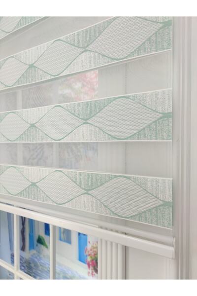 ypyeniperde Yeşil Sarmal Desen Zebra Stor Perde