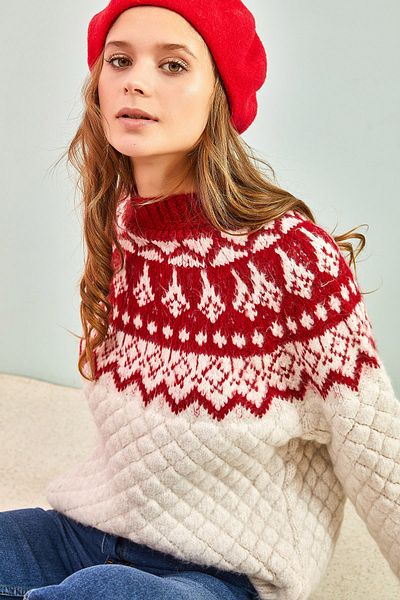 Bianco Lucci Women's Patterned Knitwear Sweater