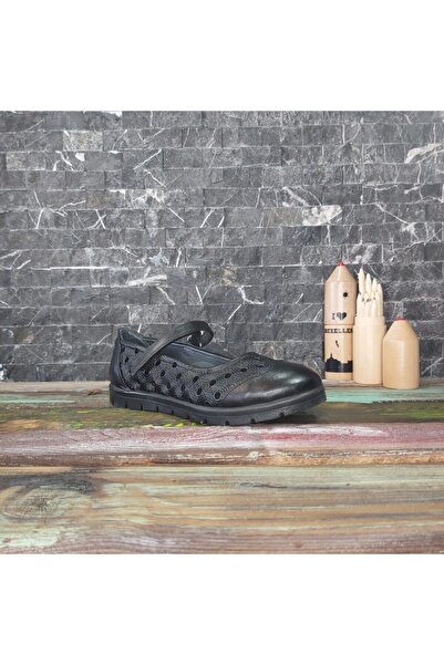 Minican F992 Siyah Içi Dışı Hakiki Deri Ortopedik Genç Kız Okul Babeti