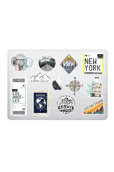 ENGINPRINT Travel Themed Laptop Notebook Tablet Sticker Set 16 Pieces