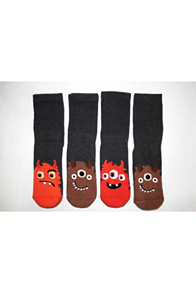Murat Çorap Момчешки безшевни чорапи с герои отпред с двойна подметка, чифт от 4