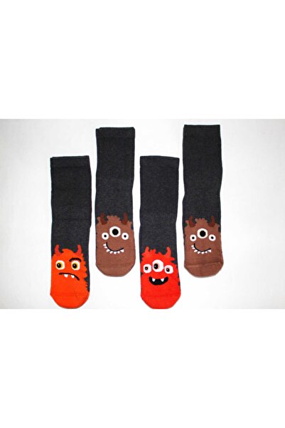 Murat Çorap Момчешки безшевни чорапи с герои отпред с двойна подметка, чифт от 4