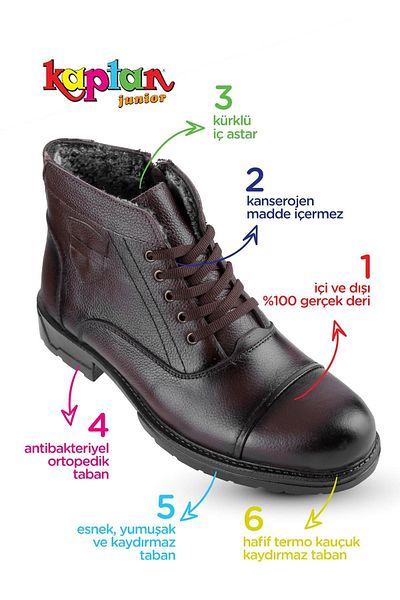 KAPTAN JUNIOR Γνήσιες Δερμάτινες Χειμερινές Ανδρικές Μπότες με Γούνα Εσωτερικά Mfre 235