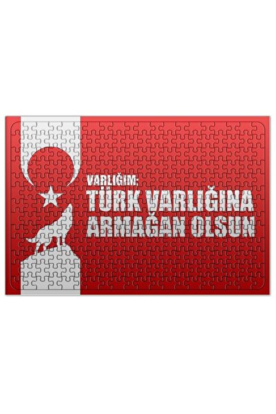 Baskı Dükkanı Ayyıldız Varlığın Türk Varlığına Armağan Olsun Türk Bayrağı Puz...
